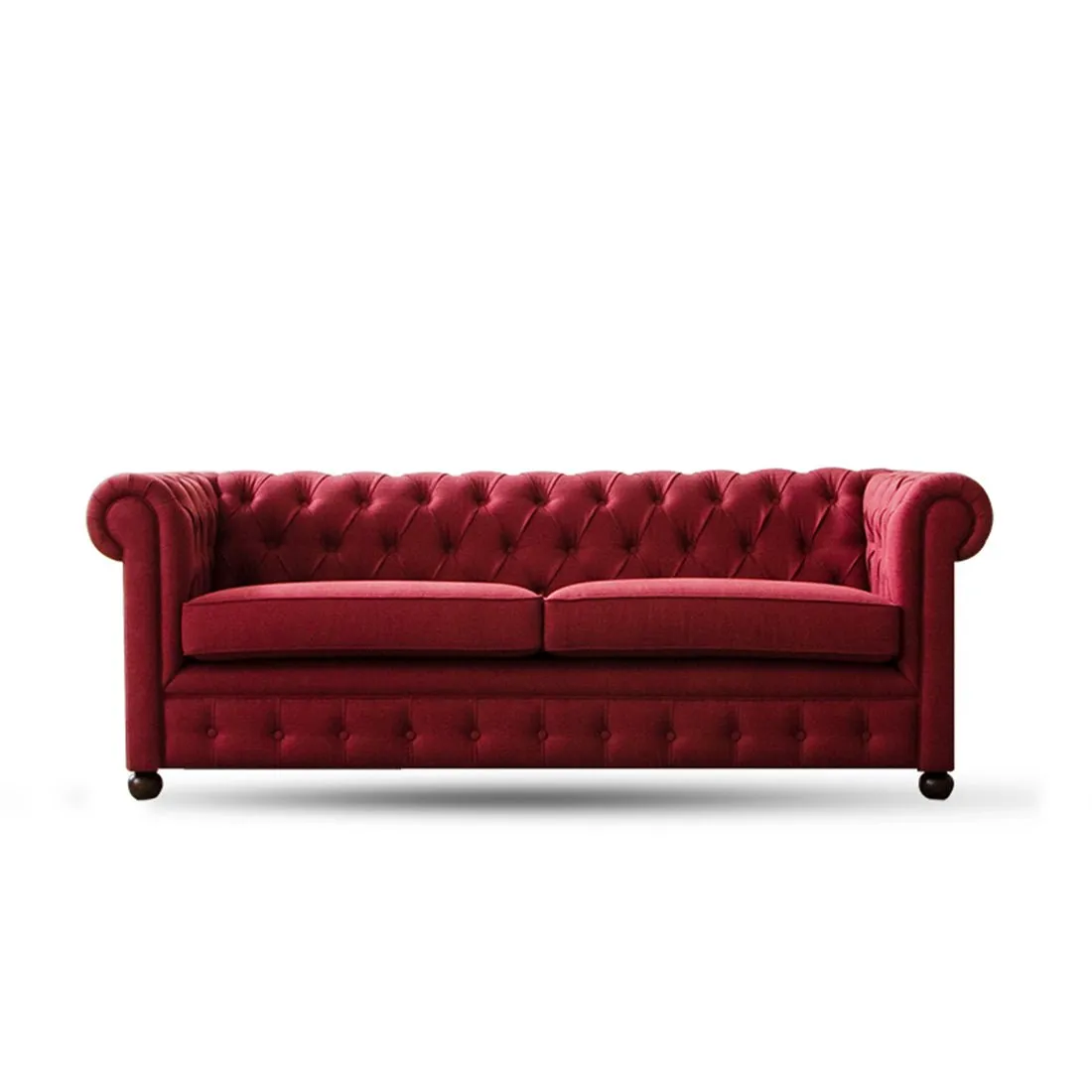 Marcus solid Wood 3 Seater Fabric Chesterfield Sofa for Living Room - Maroon