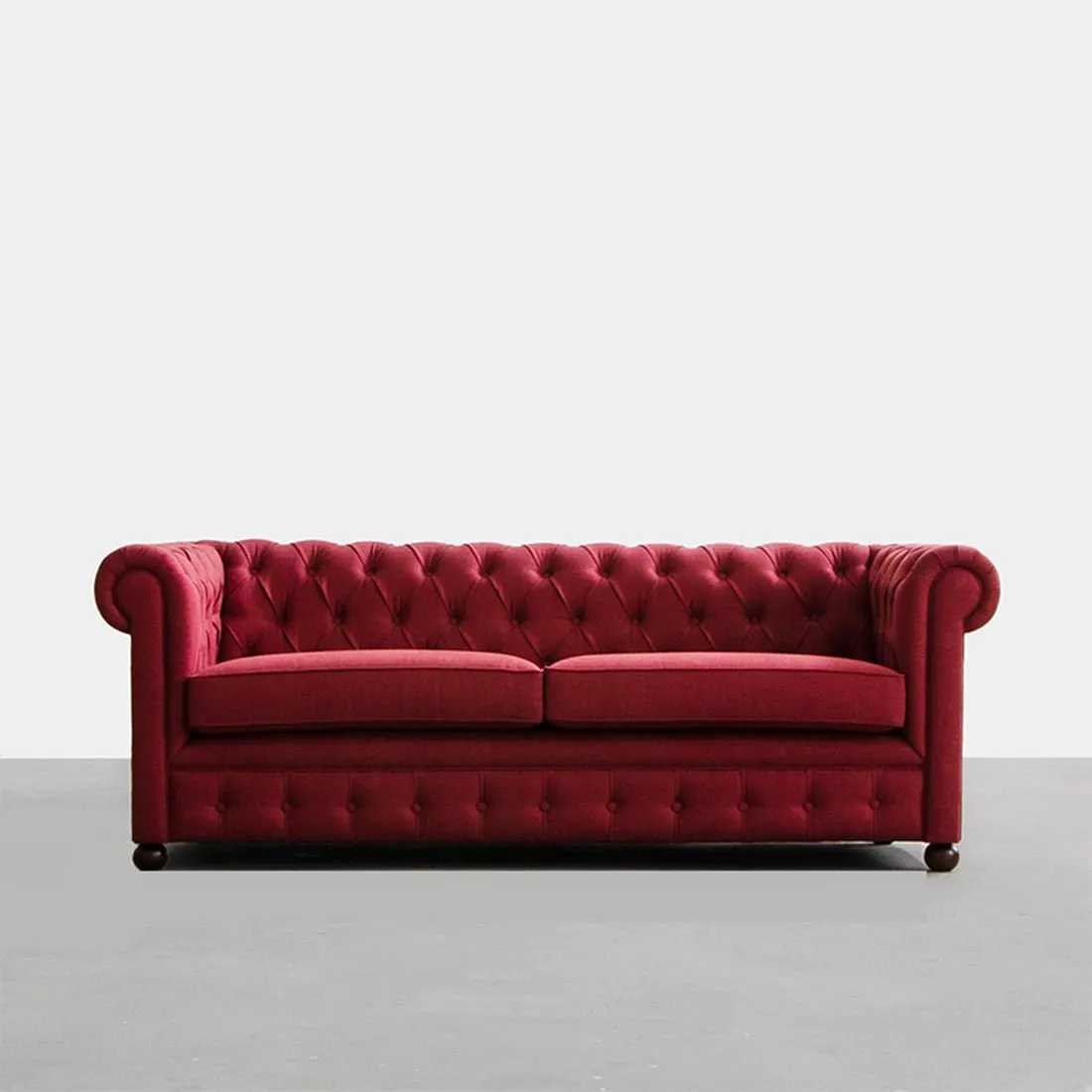 Marcus solid Wood 3 Seater Fabric Chesterfield Sofa for Living Room - Maroon