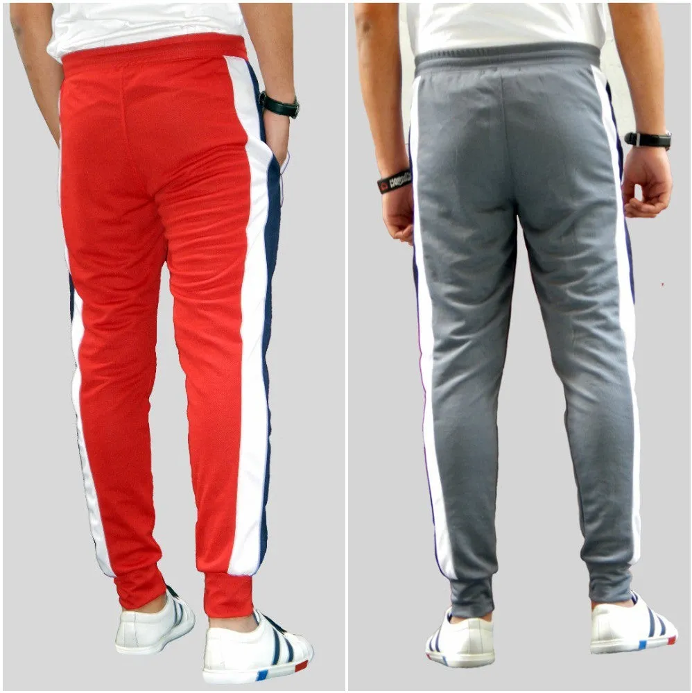 Men Colorblock Grey/Red Track Pants (Pack of 2)