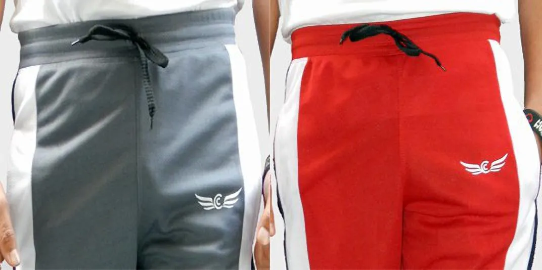 Men Colorblock Grey/Red Track Pants (Pack of 2)