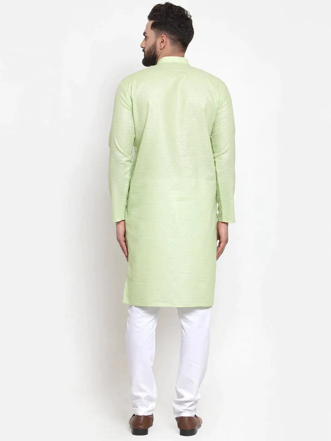 Men Green Self-Design Kurta With Churidar