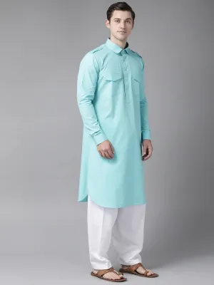 Men Sea Green Pathani Kurta With Salwar