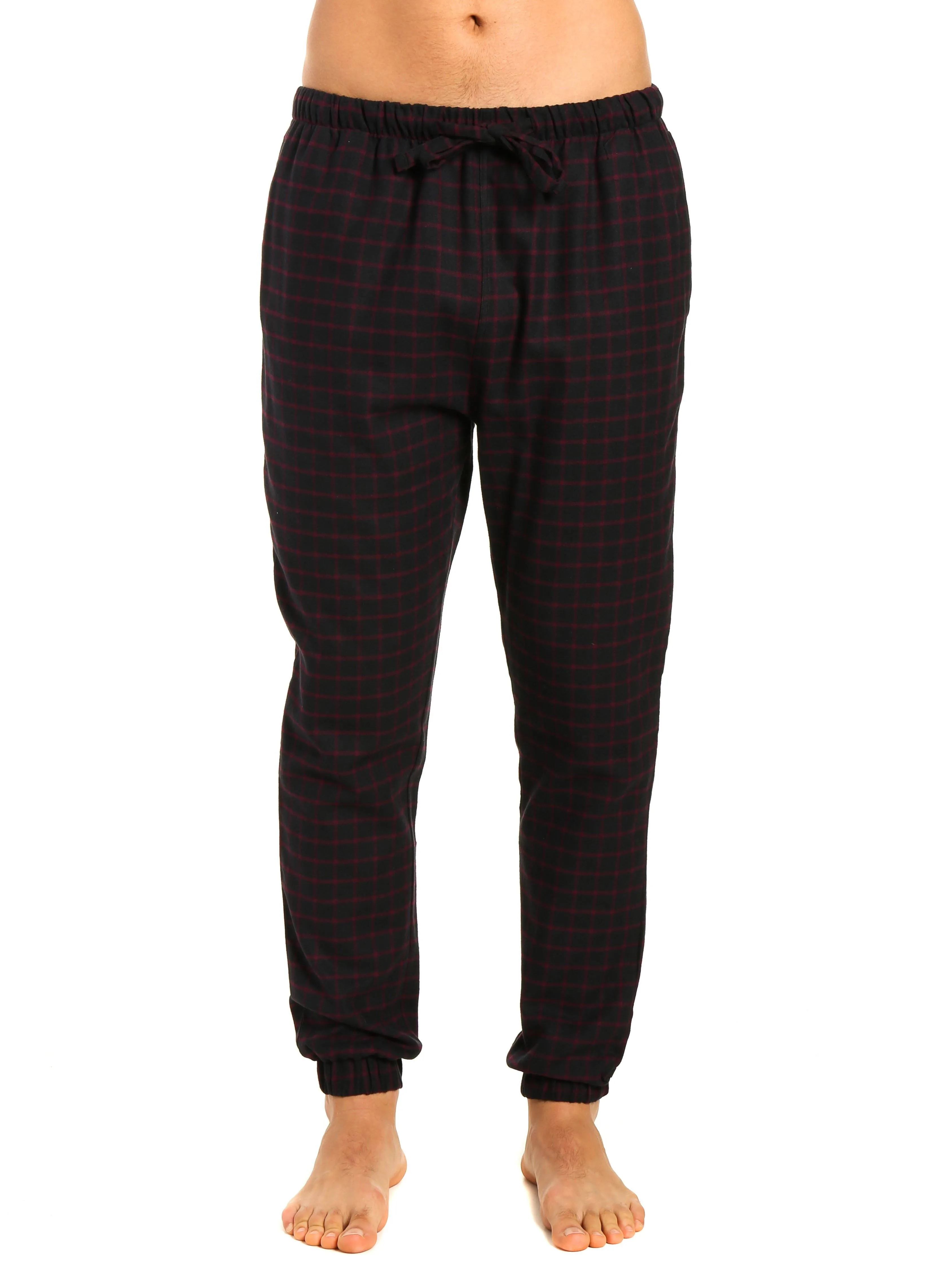 Mens 100% Cotton Flannel Jogger Lounge Pants