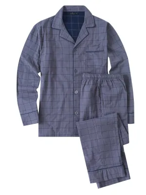 Mens Cotton Woven Double Layer Soft Pajama Sleepwear Set