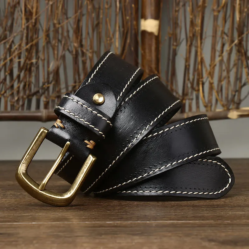 Men's Luxury Stitched Cowhide Leather Belt