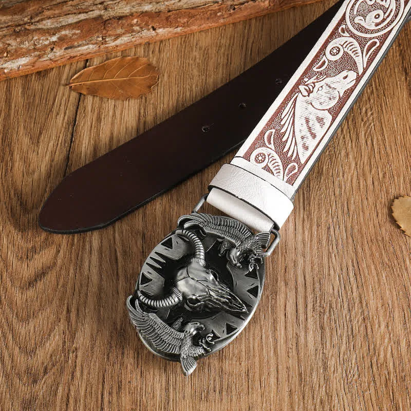 Men's Vintage Bull & Dual Eagles Leather Belt