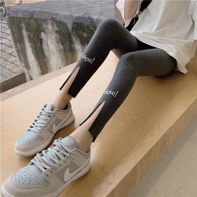 Net red thread leggings women wear large size autumn new high waist slimming purse small foot cotton nine pants women