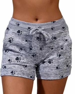 Paw Print Drawstring Short Pants