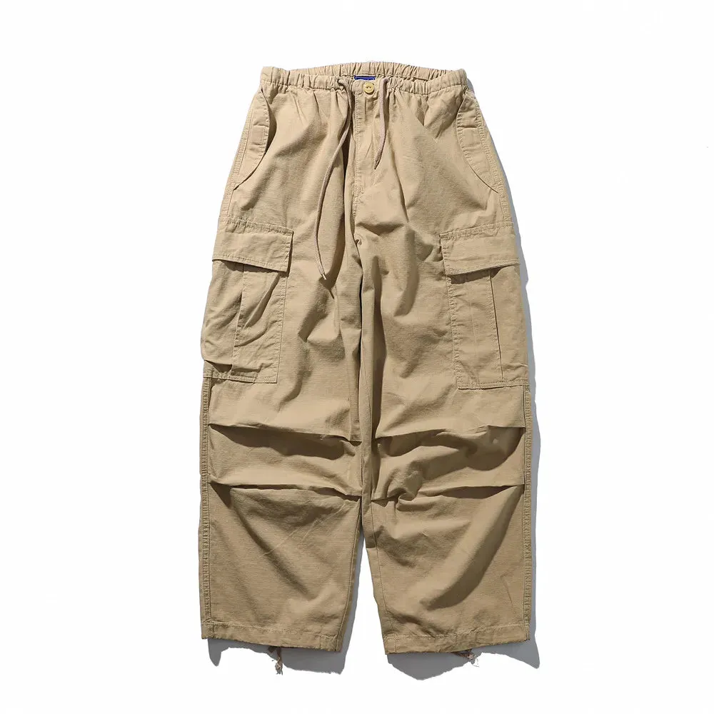 Pocket Cargo Joggers Pants - Pleated Safari Style - Solid Color