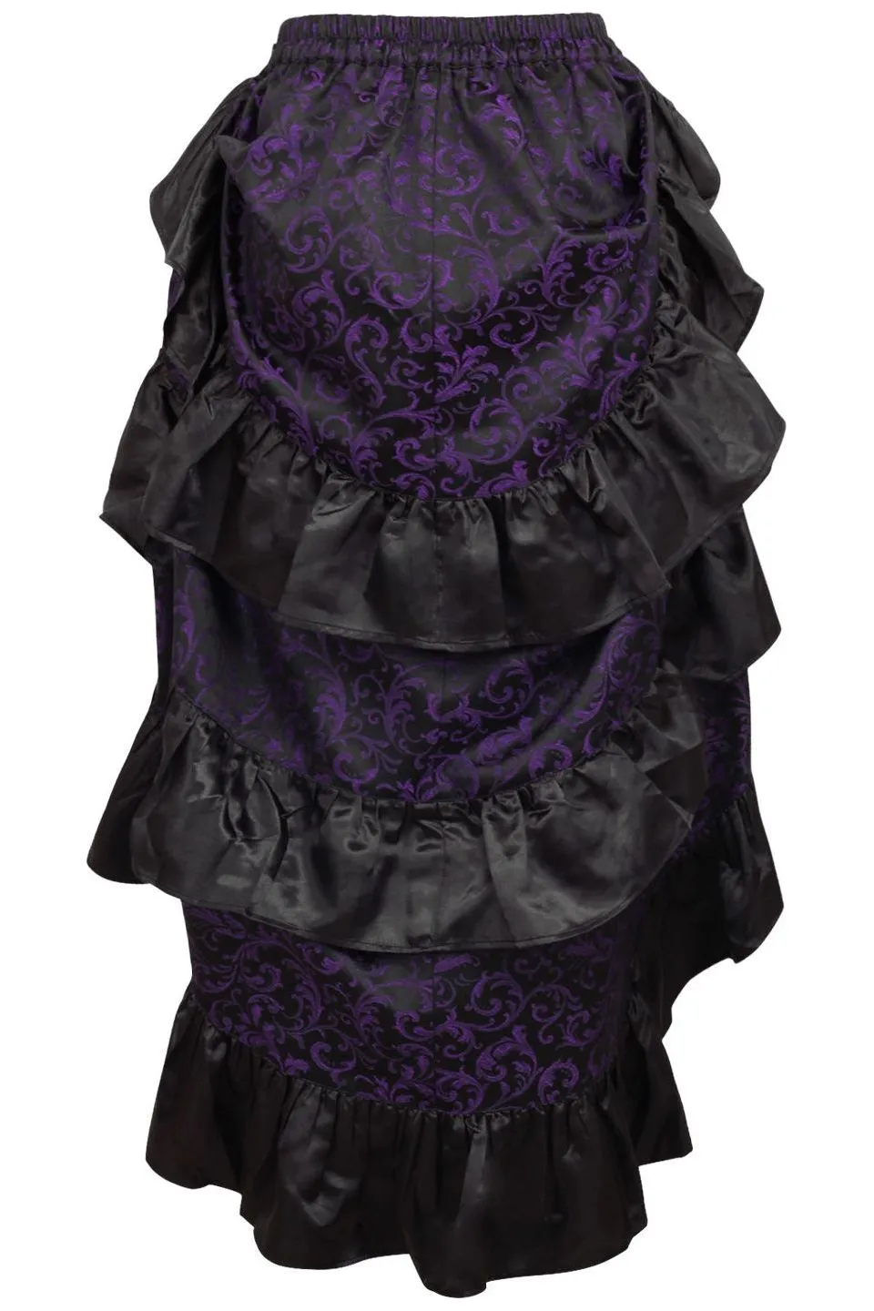 Purple/Black Brocade Adjustable High Low Bustle Skirt