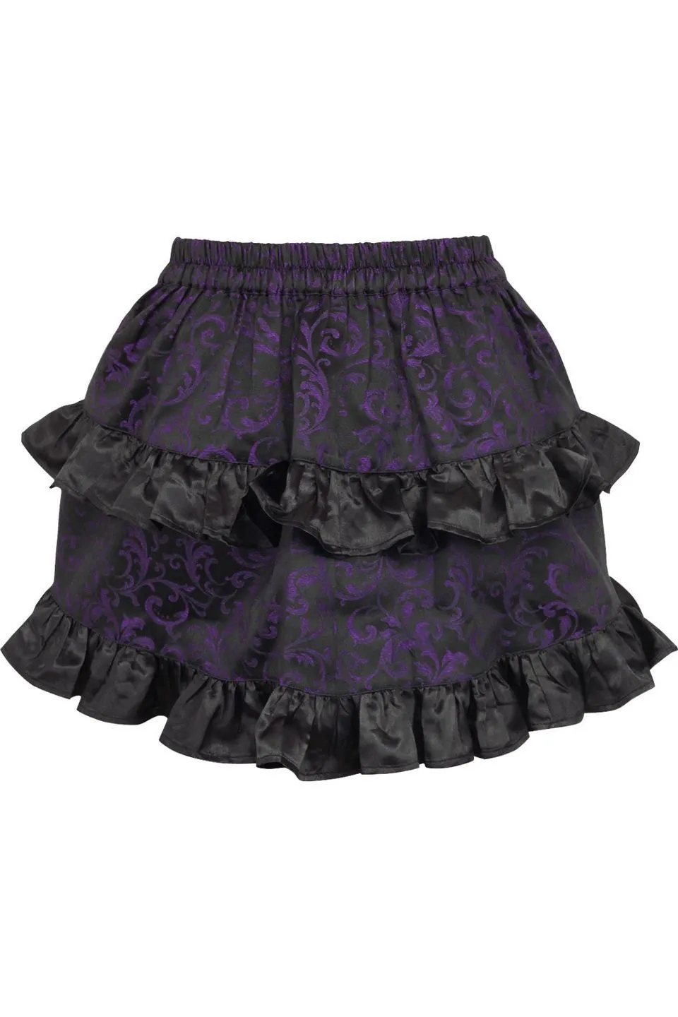 Purple/Black Brocade Ruched Bustle Skirt