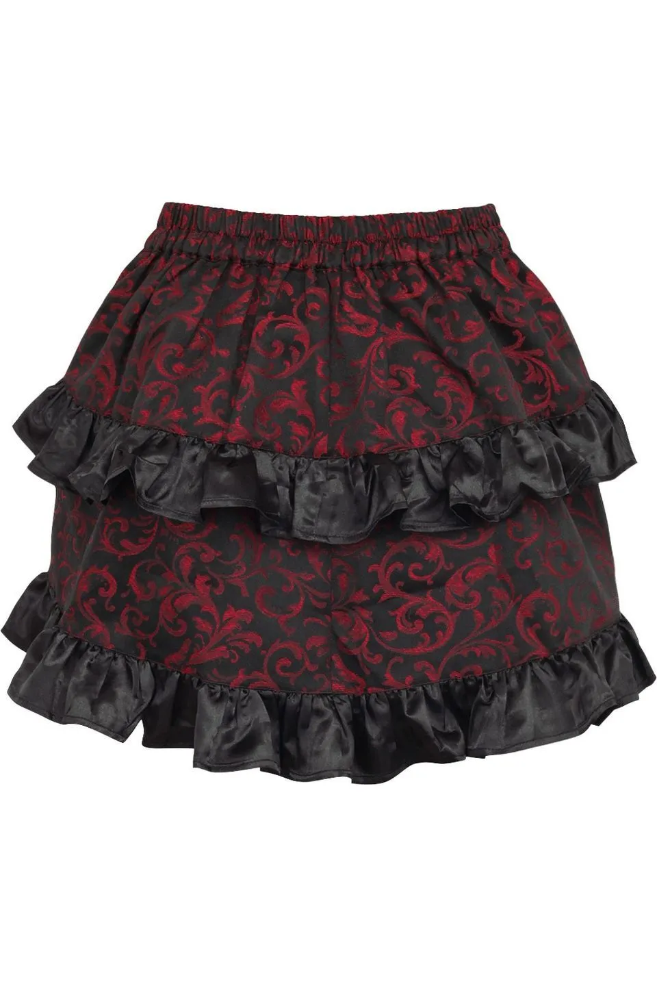 Red/Black Brocade Ruched Bustle Skirt