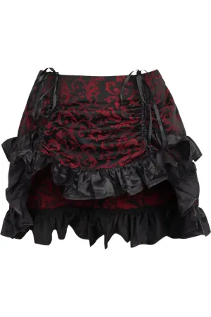 Red/Black Brocade Ruched Bustle Skirt