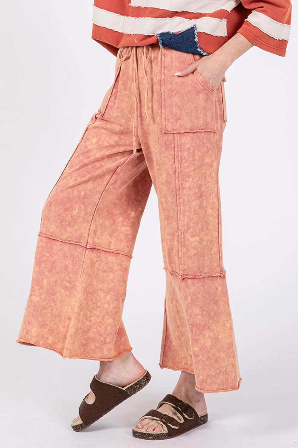 SAGE   FIG Mineral Washed Terry Wide Leg Pants