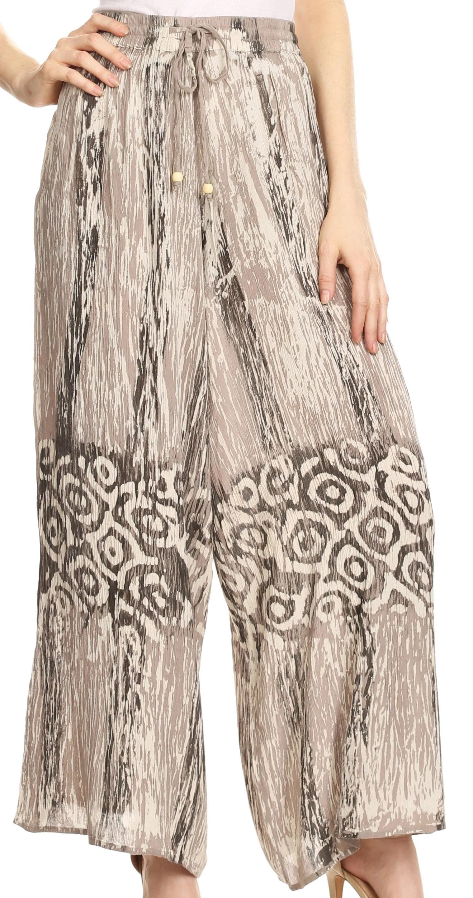 Sakkas Julia Batik Palazzo Wide Leg Pants with Elastic Waistband