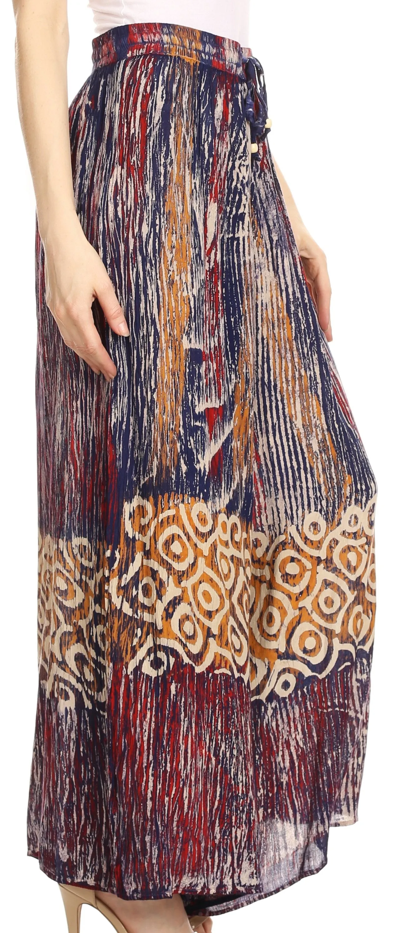 Sakkas Julia Batik Palazzo Wide Leg Pants with Elastic Waistband