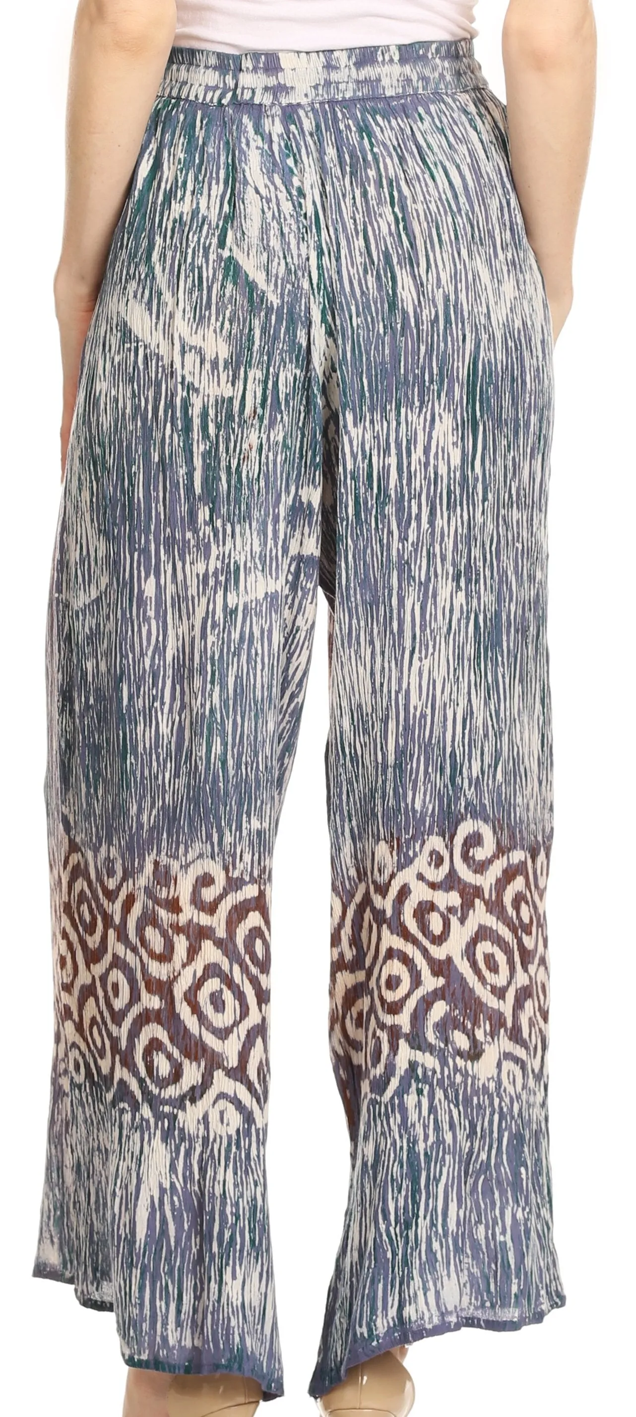 Sakkas Julia Batik Palazzo Wide Leg Pants with Elastic Waistband