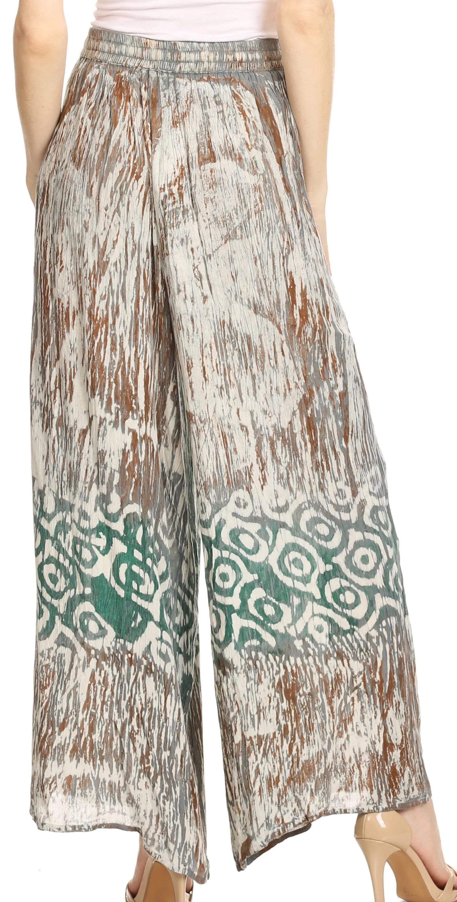 Sakkas Julia Batik Palazzo Wide Leg Pants with Elastic Waistband