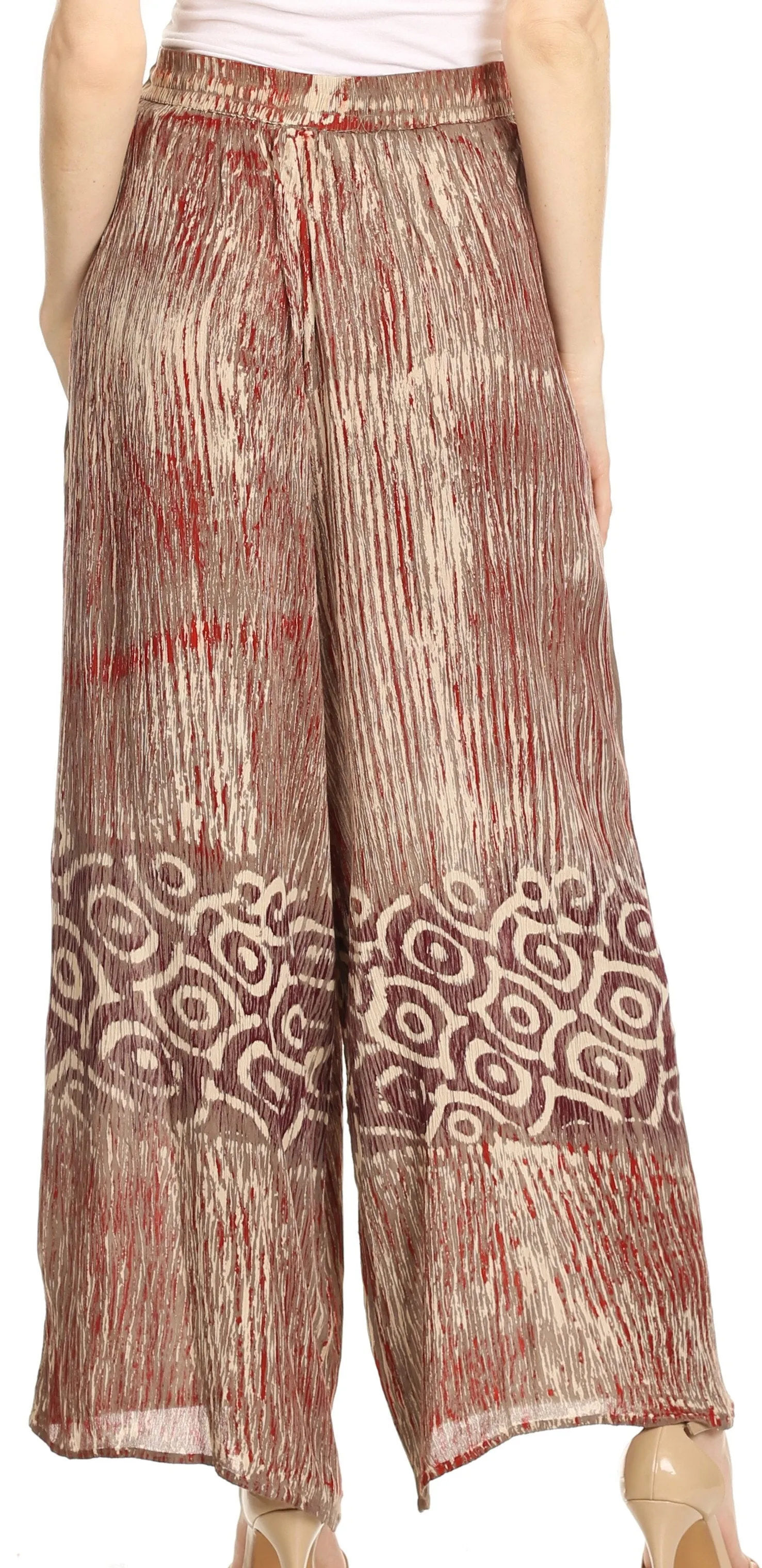 Sakkas Julia Batik Palazzo Wide Leg Pants with Elastic Waistband