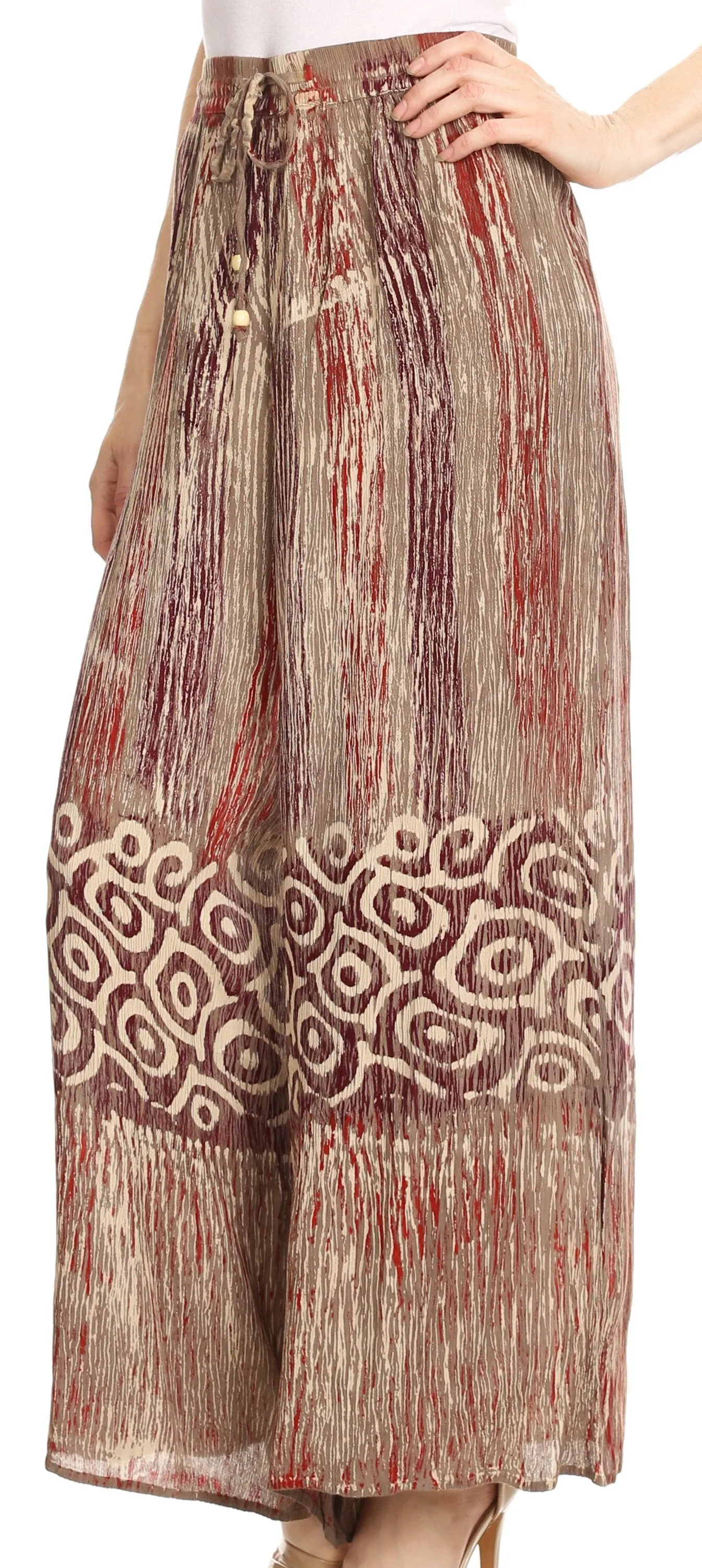 Sakkas Julia Batik Palazzo Wide Leg Pants with Elastic Waistband