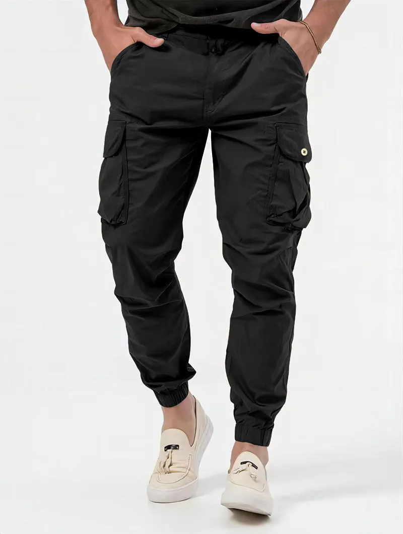 SOLID COLOR MEN'S PANTS WITH THREE-DIMENSIONAL BAG