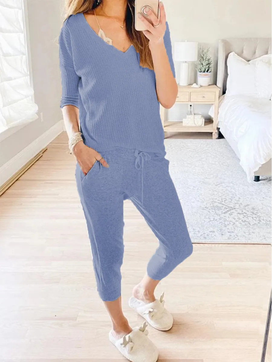 Special Long Sleeve Top and Drawstring Lounge Pants Set