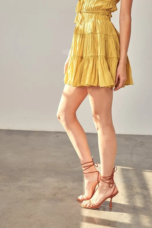 TEEK - Corn Tiered Ruffle Mini Skirt