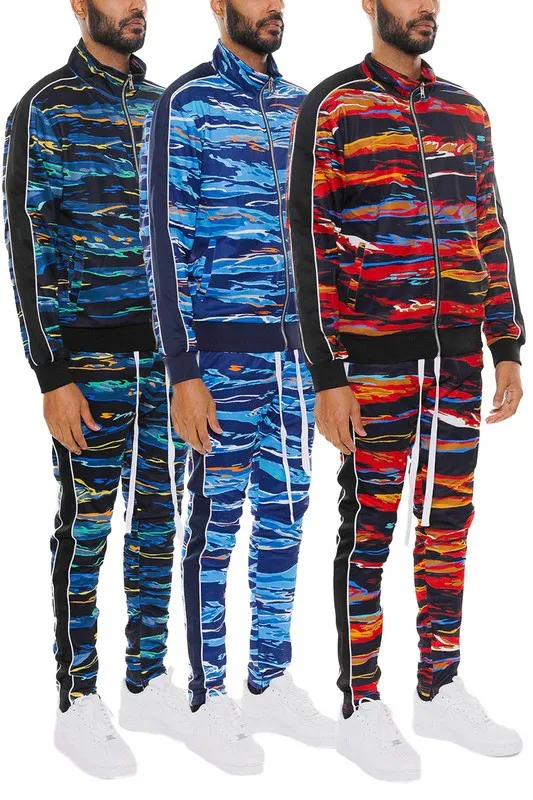 TEEK - MENS PRINT FULL ZIP TRACK SUIT SET