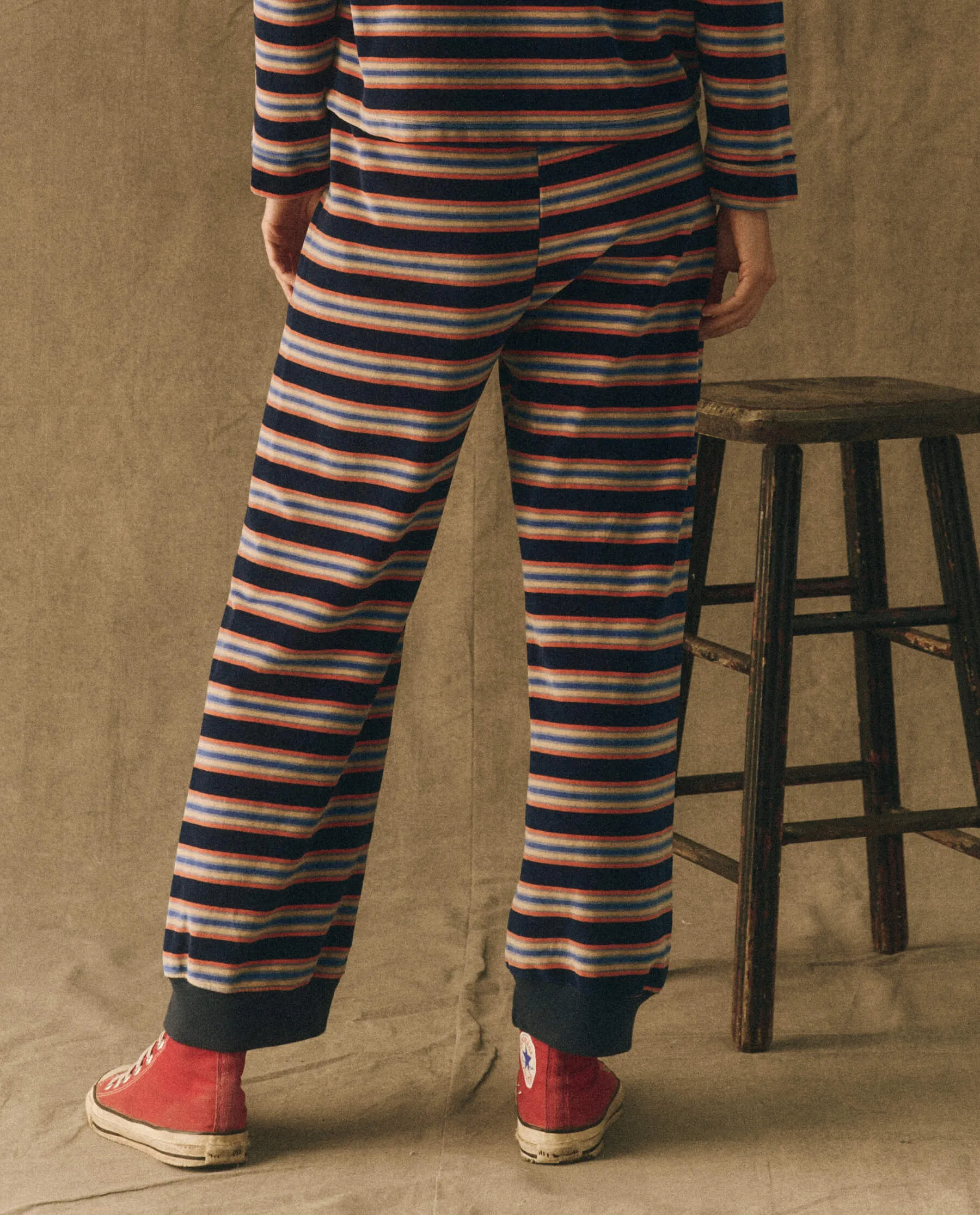 The Velour Lantern Sweatpant. -- Scrimmage Stripe