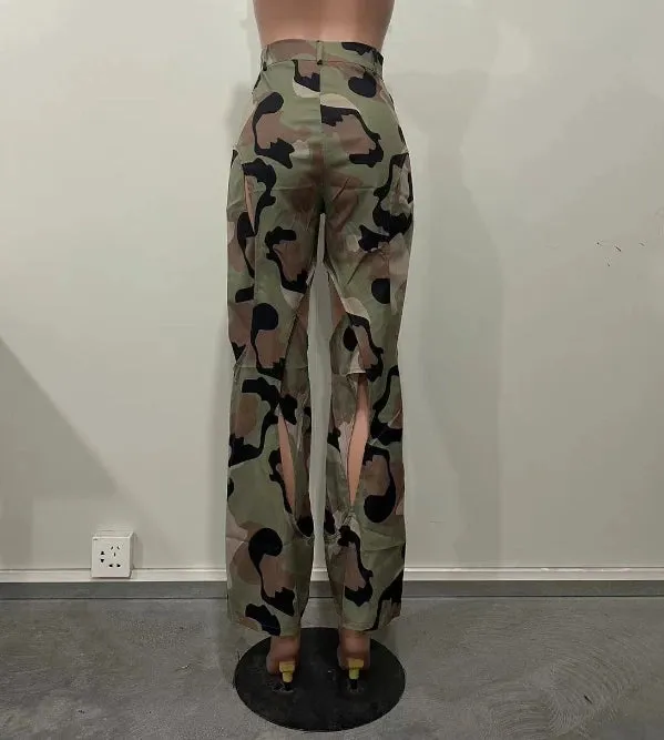 Trendy Printed Crossing Cargo Pants