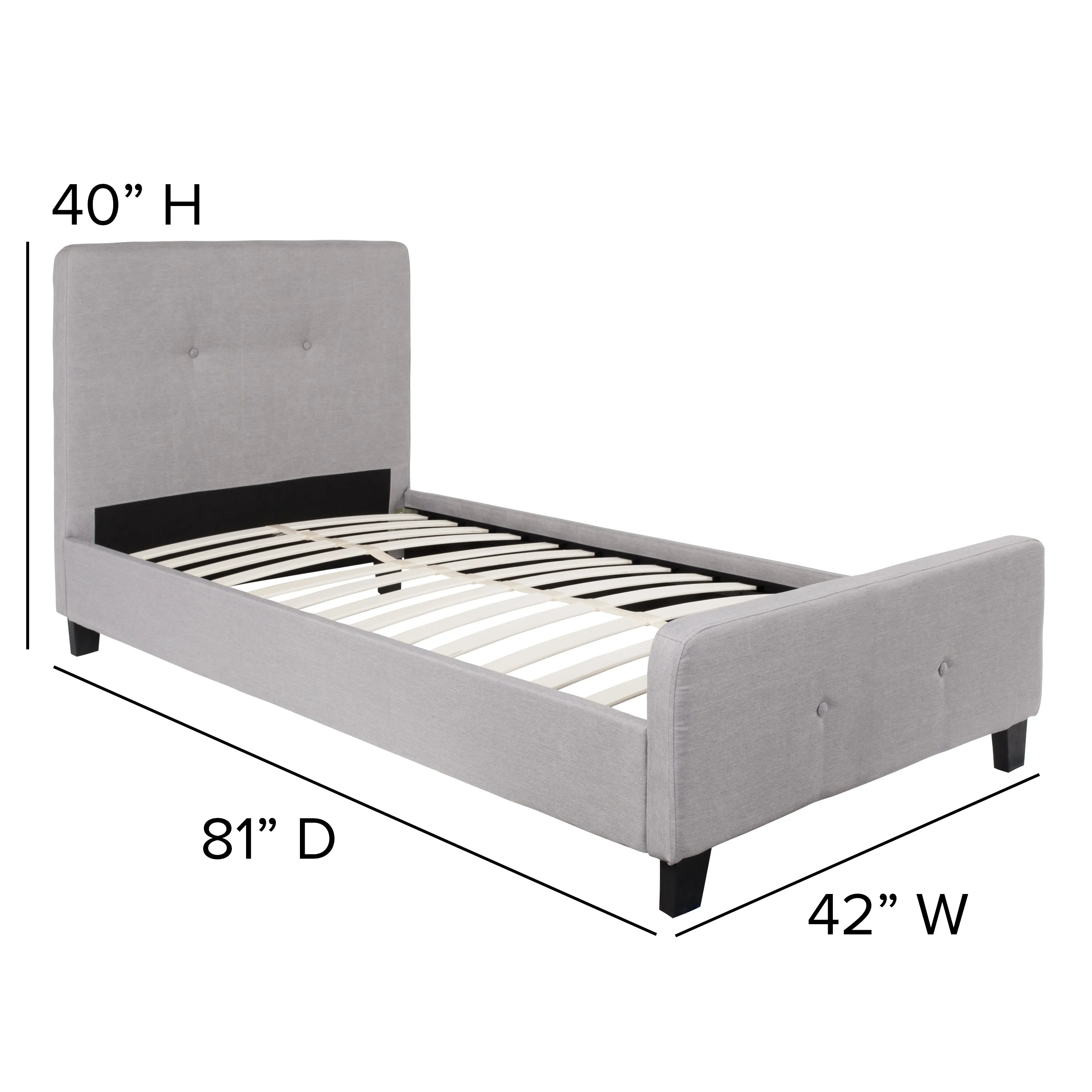 Twin Platform Bed Set-Gray HG-BM10-25-GG