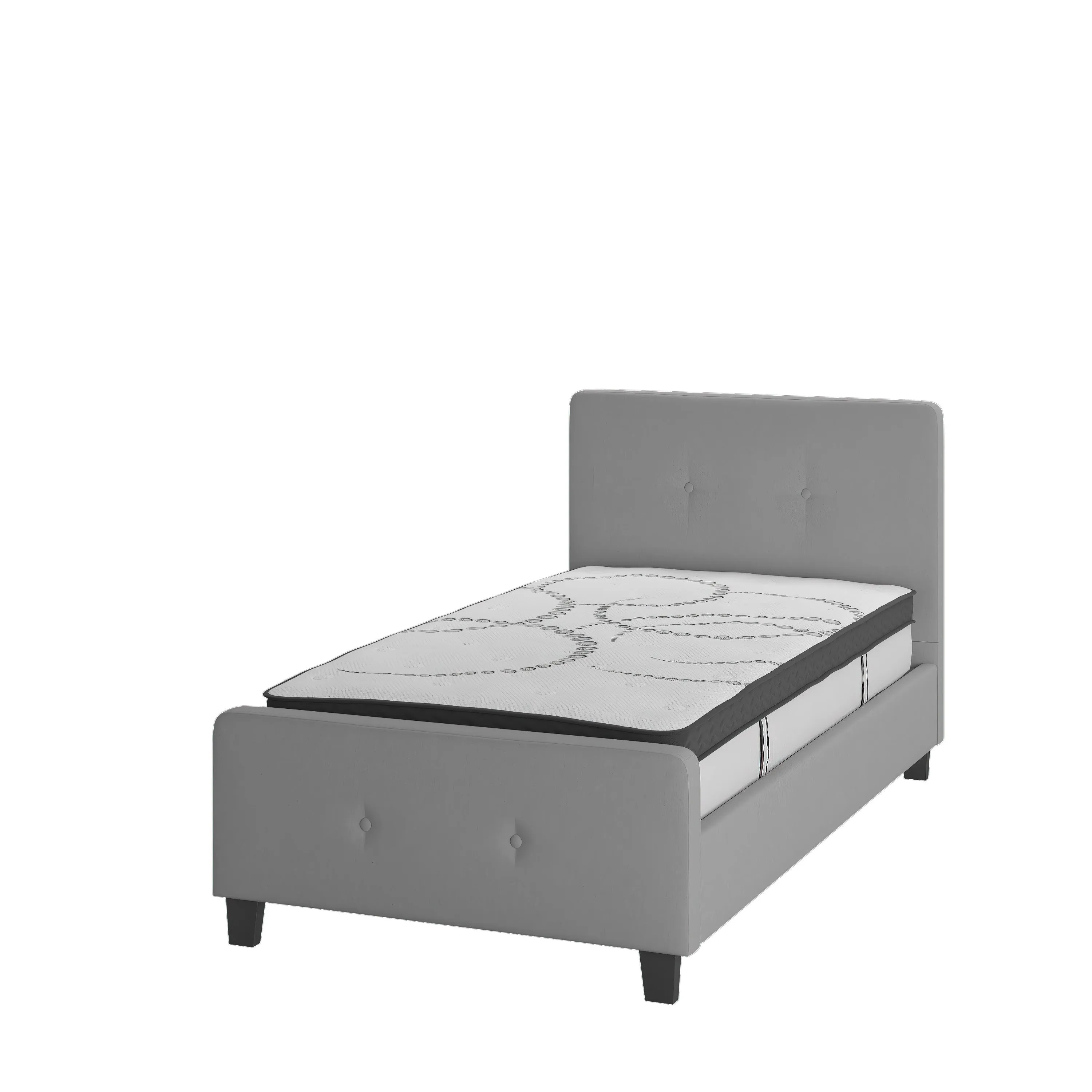 Twin Platform Bed Set-Gray HG-BM10-25-GG