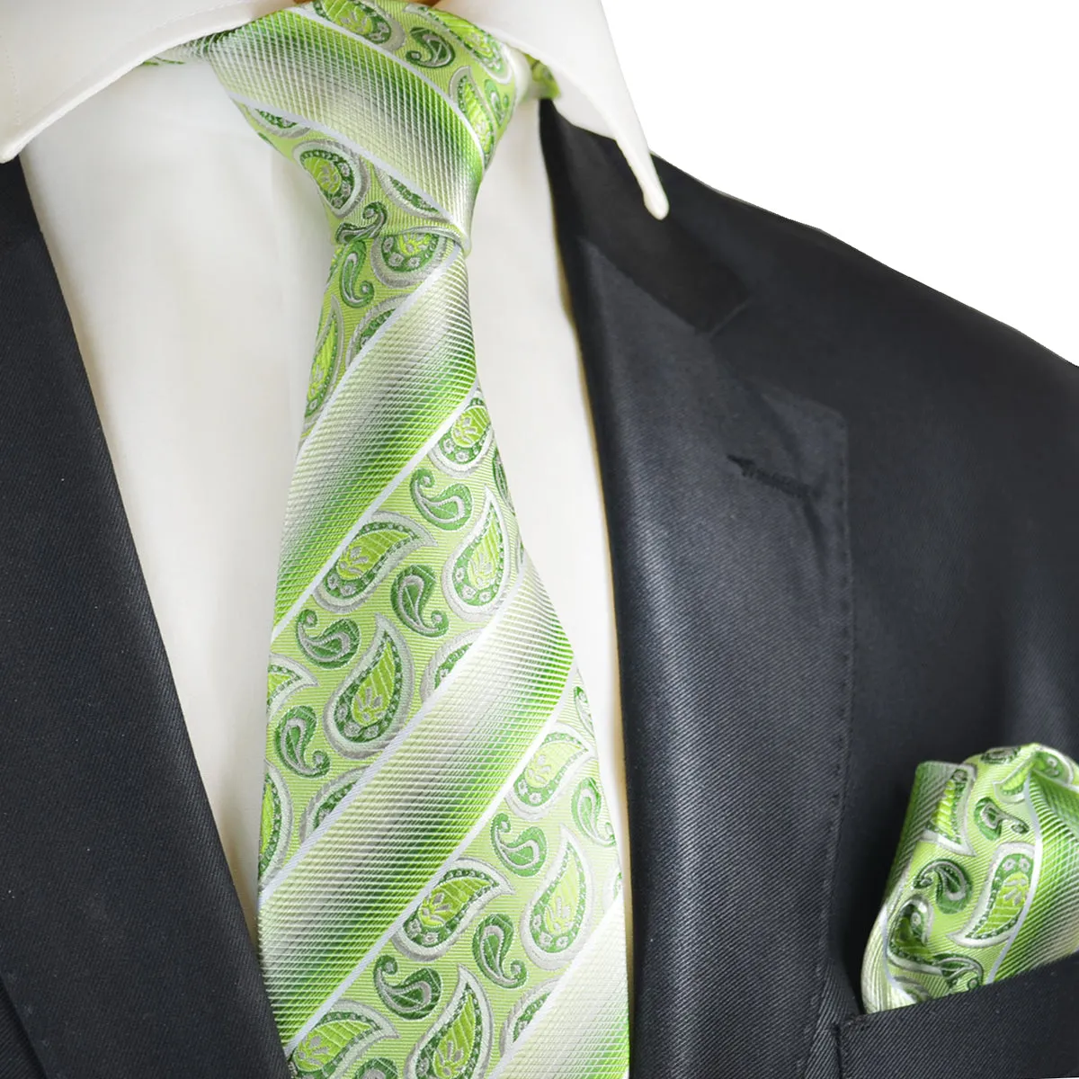 Vibrant Green Silk Necktie by Paul Malone