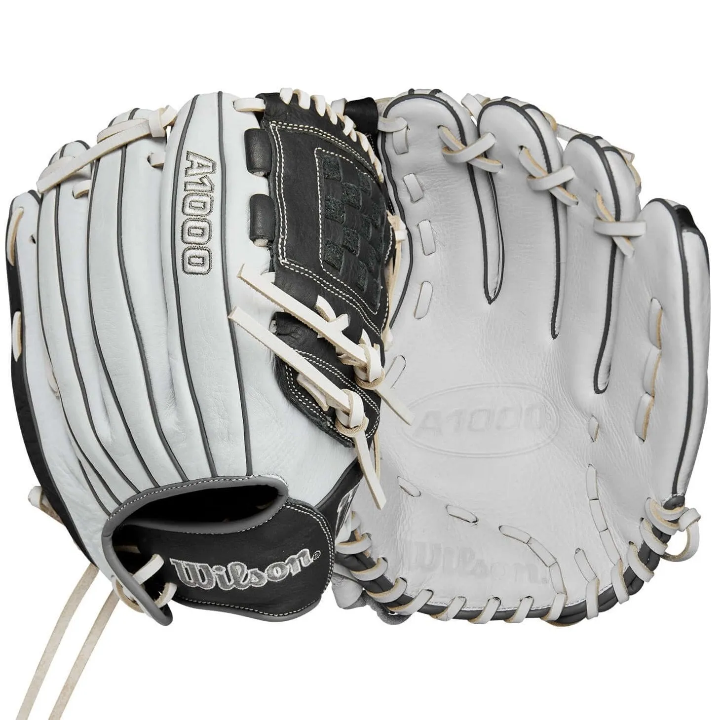 Wilson 2024 A1000 P12 Pitcher's Fastpitch Softball Glove White/Grey 12"