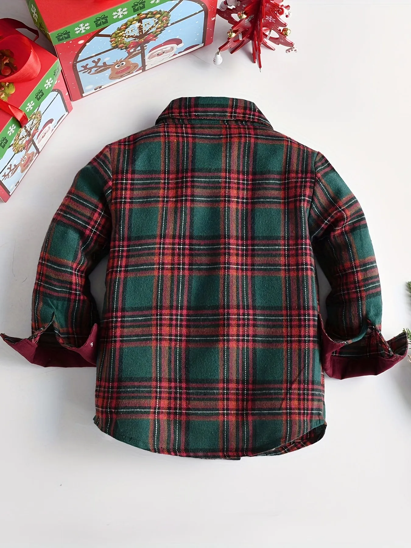 Winter Collection Boys Christmas Check Shirt Set with Bib Pants