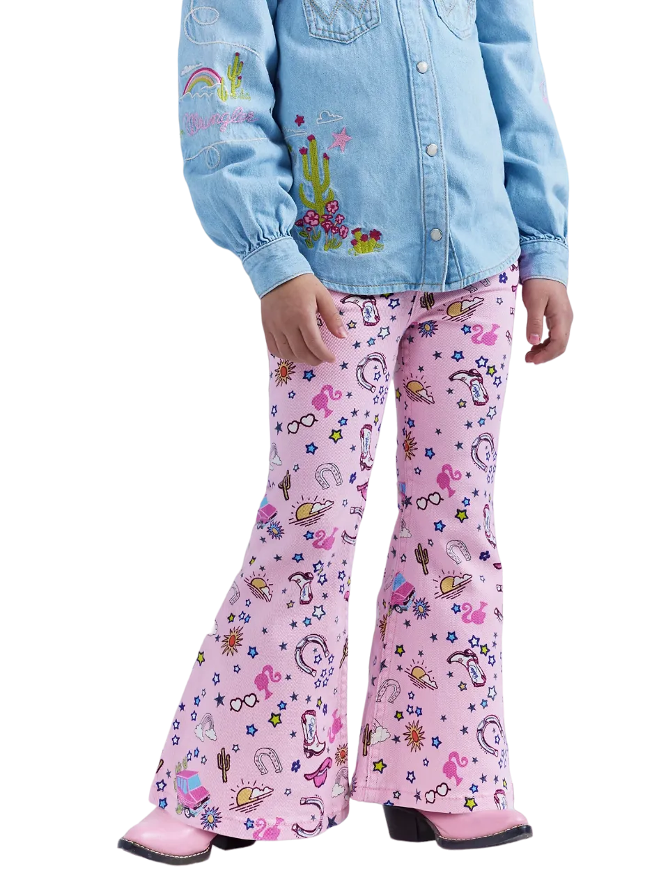 Wrangler Kid's Barbie Trumpet Flare In Pinnacle Pink Jeans