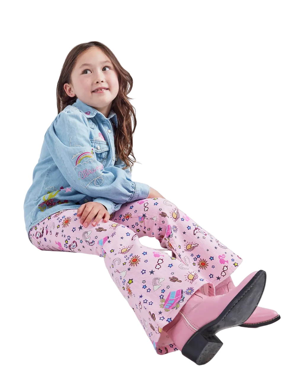 Wrangler Kid's Barbie Trumpet Flare In Pinnacle Pink Jeans