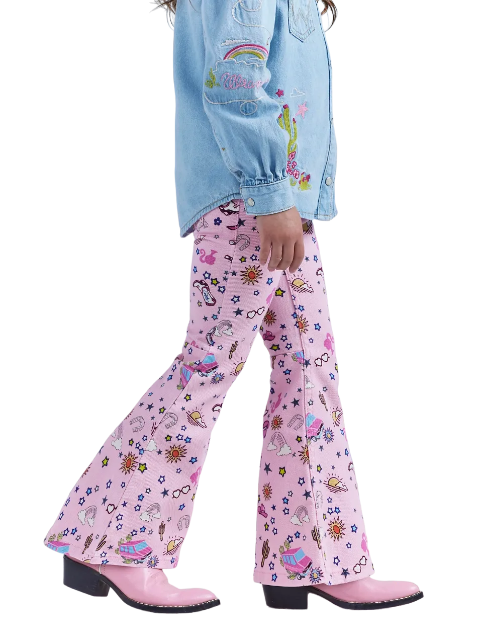 Wrangler Kid's Barbie Trumpet Flare In Pinnacle Pink Jeans