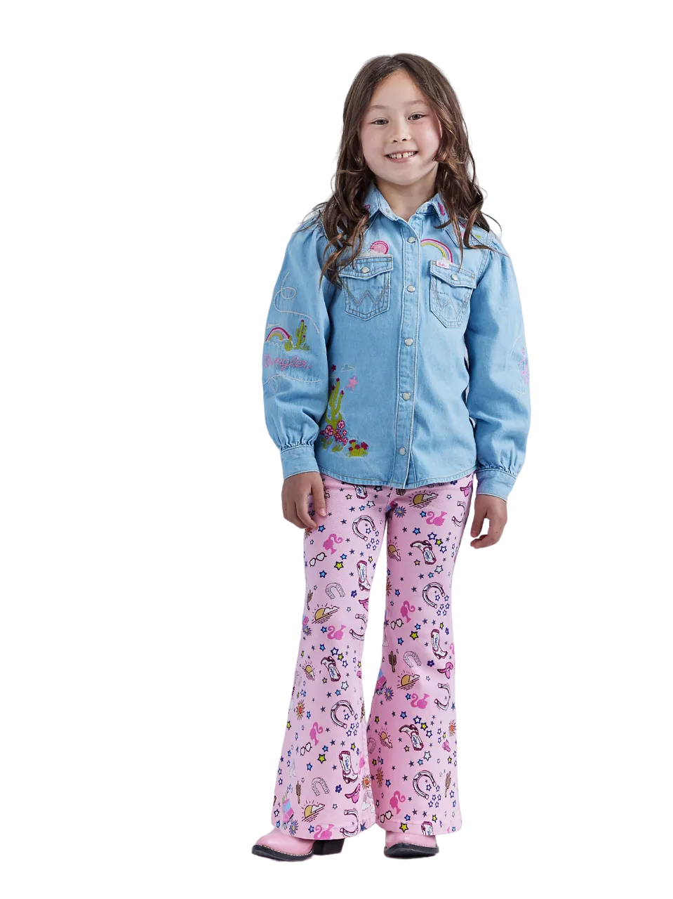 Wrangler Kid's Barbie Trumpet Flare In Pinnacle Pink Jeans